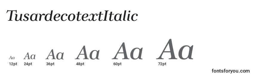 Размеры шрифта TusardecotextItalic