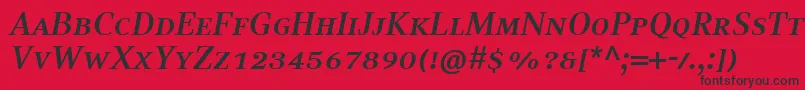 CompatilTextLtComBoldItalicSmallCaps-Schriftart – Schwarze Schriften auf rotem Hintergrund