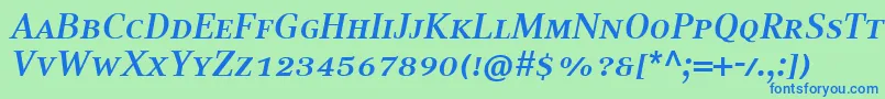 CompatilTextLtComBoldItalicSmallCaps-Schriftart – Blaue Schriften auf grünem Hintergrund