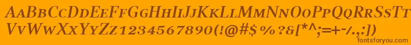 CompatilTextLtComBoldItalicSmallCapsフォントについての詳細 フォントCompatilTextLtComBoldItalicSmallCaps – オレンジの背景に茶色のフォント