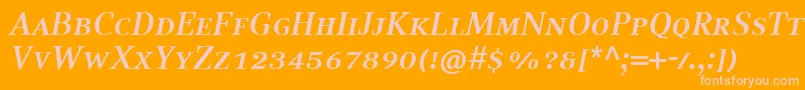 CompatilTextLtComBoldItalicSmallCaps Font – Pink Fonts on Orange Background