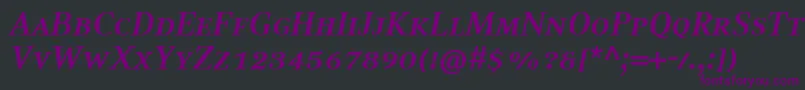 Saiba mais sobre a fonte CompatilTextLtComBoldItalicSmallCaps Fonte CompatilTextLtComBoldItalicSmallCaps – fontes roxas em um fundo preto
