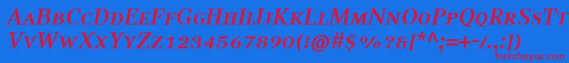 CompatilTextLtComBoldItalicSmallCaps Font – Red Fonts on Blue Background