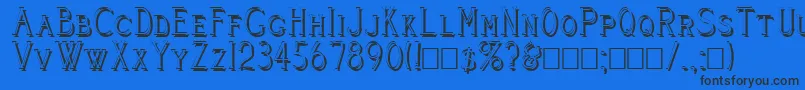 CleaversJuveniaShadowed-Schriftart – Schwarze Schriften auf blauem Hintergrund