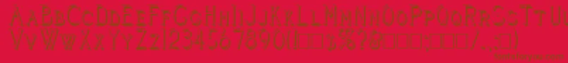 CleaversJuveniaShadowed-Schriftart – Braune Schriften auf rotem Hintergrund