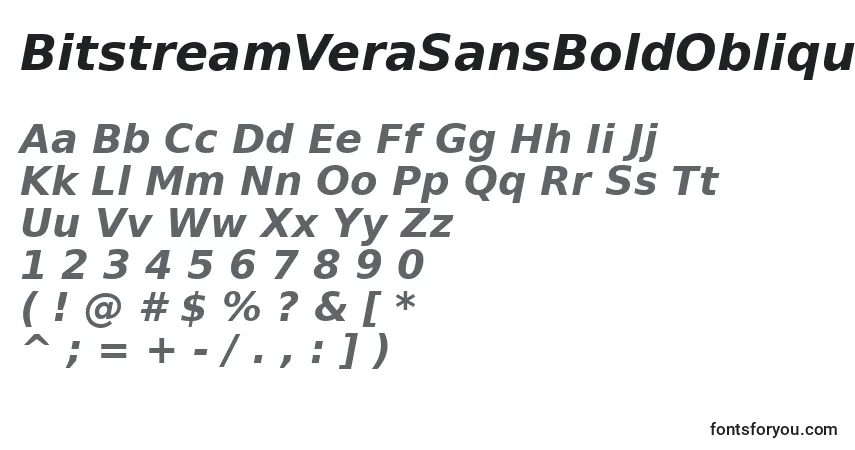 BitstreamVeraSansBoldOblique-fontti – aakkoset, numerot, erikoismerkit