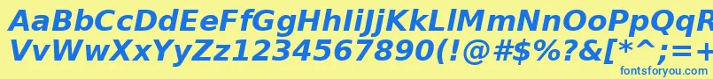フォントBitstreamVeraSansBoldOblique – 青い文字が黄色の背景にあります。