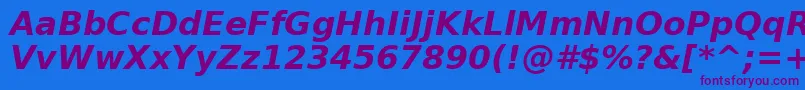 Czcionka BitstreamVeraSansBoldOblique – fioletowe czcionki na niebieskim tle