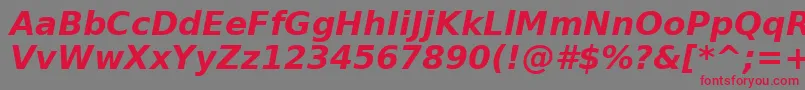 BitstreamVeraSansBoldOblique-fontti – punaiset fontit harmaalla taustalla