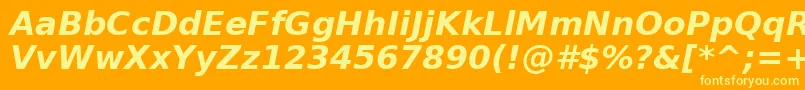 BitstreamVeraSansBoldOblique-fontti – keltaiset fontit oranssilla taustalla