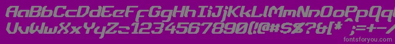 フォントDynothermItalic – 紫の背景に灰色の文字