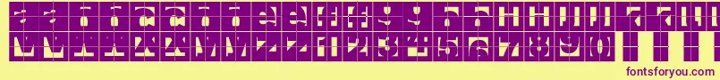Czcionka FragmentcapsCross – fioletowe czcionki na żółtym tle