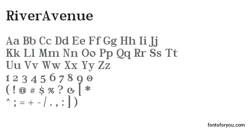 Schriftart RiverAvenue – Alphabet, Zahlen, spezielle Symbole