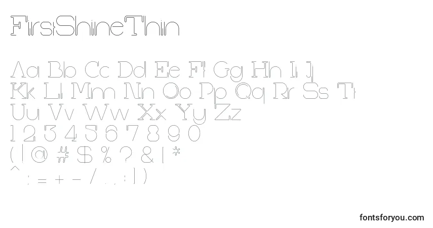 Шрифт FirstShineThin – алфавит, цифры, специальные символы