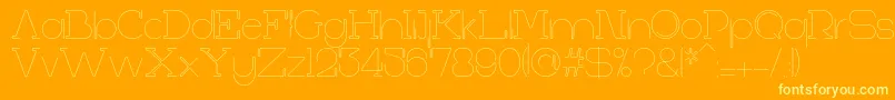 FirstShineThin-Schriftart – Gelbe Schriften auf orangefarbenem Hintergrund