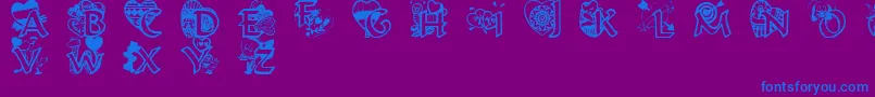 フォントValentinehearts – 紫色の背景に青い文字