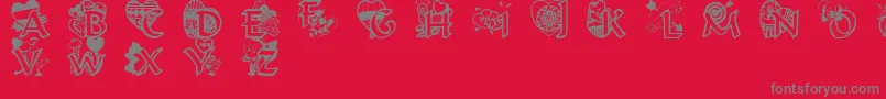 Czcionka Valentinehearts – szare czcionki na czerwonym tle