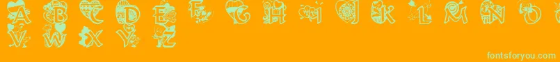 Valentinehearts Font – Green Fonts on Orange Background