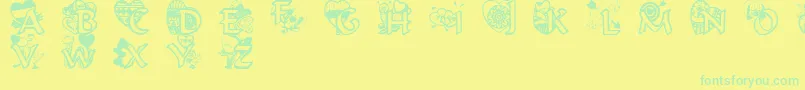 Valentinehearts Font – Green Fonts on Yellow Background