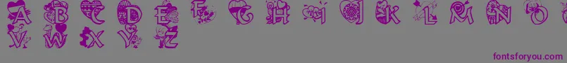 フォントValentinehearts – 紫色のフォント、灰色の背景