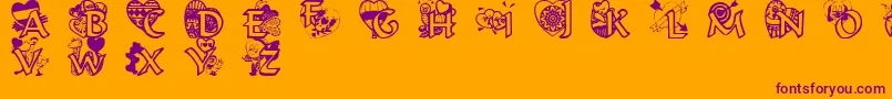フォントValentinehearts – オレンジの背景に紫のフォント