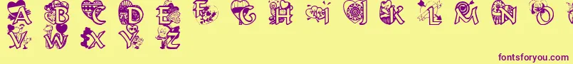 fuente Valentinehearts – Fuentes Moradas Sobre Fondo Amarillo