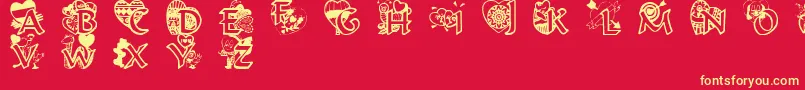 Valentinehearts Font – Yellow Fonts on Red Background