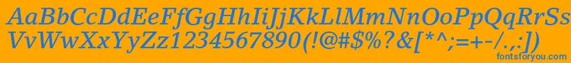 LinoletterstdMediumitalic Font – Blue Fonts on Orange Background