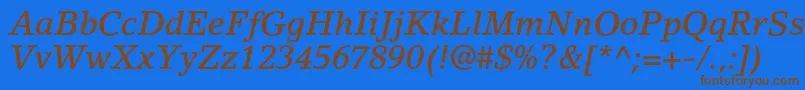 LinoletterstdMediumitalic Font – Brown Fonts on Blue Background