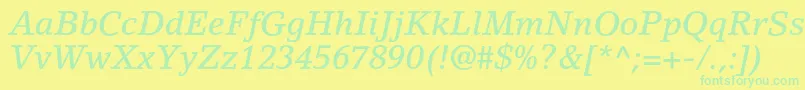 LinoletterstdMediumitalic Font – Green Fonts on Yellow Background