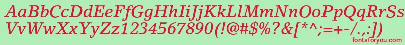 LinoletterstdMediumitalic Font – Red Fonts on Green Background