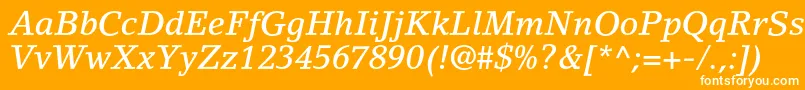 Czcionka LinoletterstdMediumitalic – białe czcionki na pomarańczowym tle