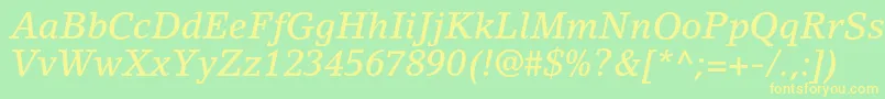 LinoletterstdMediumitalic Font – Yellow Fonts on Green Background