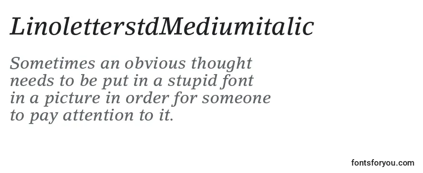 Review of the LinoletterstdMediumitalic Font