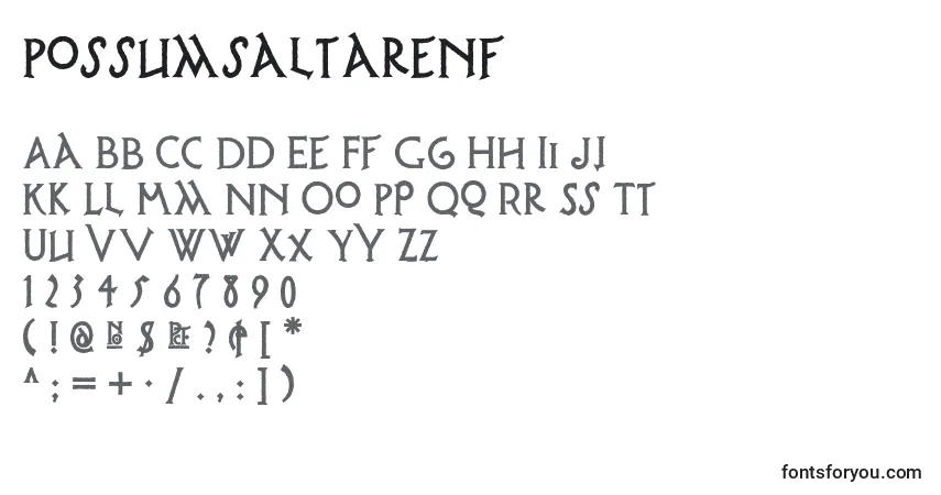 A fonte Possumsaltarenf – alfabeto, números, caracteres especiais