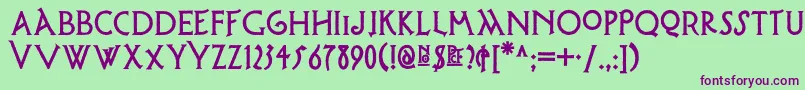 Possumsaltarenf-Schriftart – Violette Schriften auf grünem Hintergrund