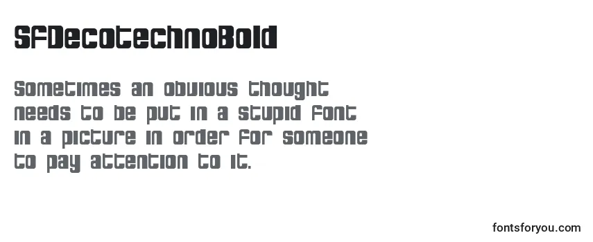 Review of the SfDecotechnoBold Font