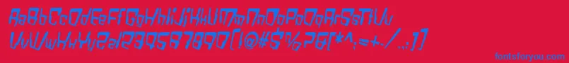 フォントVtcBadDatatripRegularItalic – 赤い背景に青い文字