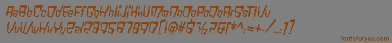 フォントVtcBadDatatripRegularItalic – 茶色の文字が灰色の背景にあります。
