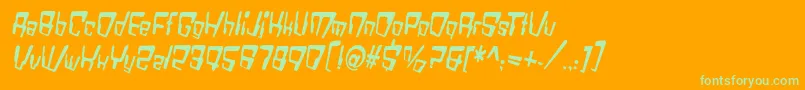VtcBadDatatripRegularItalic-Schriftart – Grüne Schriften auf orangefarbenem Hintergrund