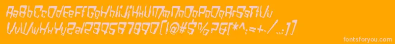 Fonte VtcBadDatatripRegularItalic – fontes rosa em um fundo laranja