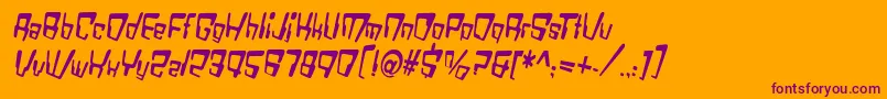 Fonte VtcBadDatatripRegularItalic – fontes roxas em um fundo laranja