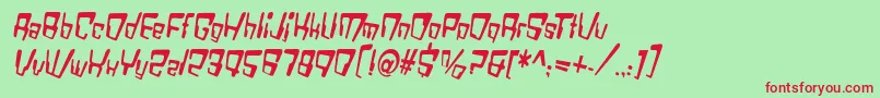 VtcBadDatatripRegularItalic Font – Red Fonts on Green Background