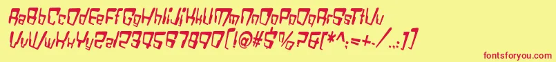 VtcBadDatatripRegularItalic Font – Red Fonts on Yellow Background