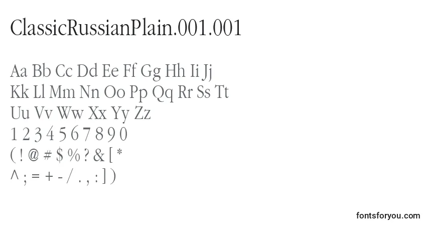 Czcionka ClassicRussianPlain.001.001 – alfabet, cyfry, specjalne znaki