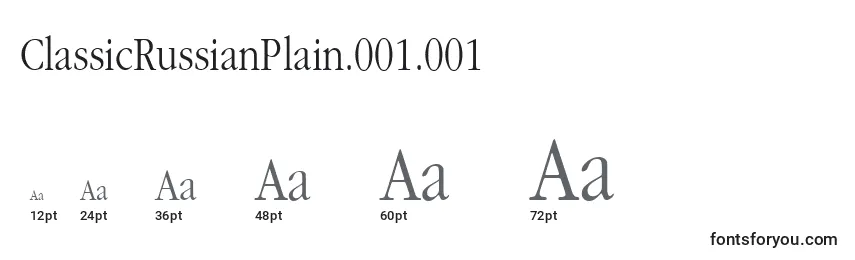Размеры шрифта ClassicRussianPlain.001.001