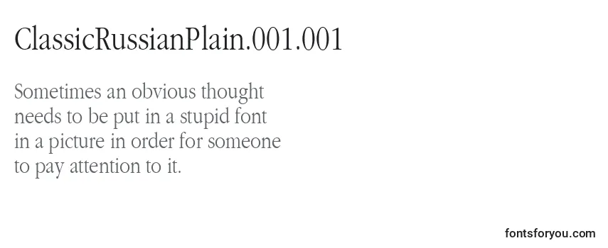 Review of the ClassicRussianPlain.001.001 Font