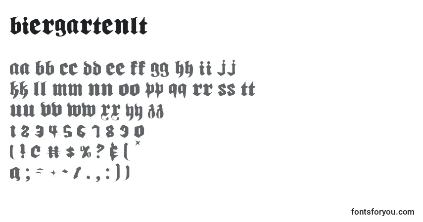 Czcionka Biergartenlt – alfabet, cyfry, specjalne znaki