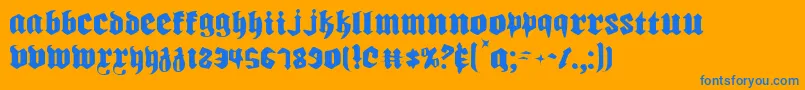 Biergartenlt-Schriftart – Blaue Schriften auf orangefarbenem Hintergrund