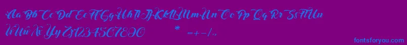 フォントChristmasInFinland – 紫色の背景に青い文字
